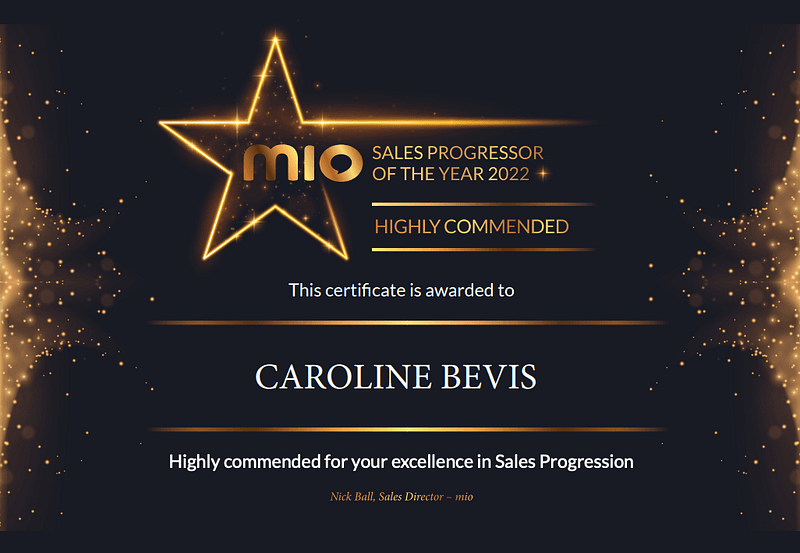 Caroline Bevis Top Sales Progressor 2022 awards